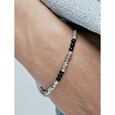 black & antique silver beads bracelet