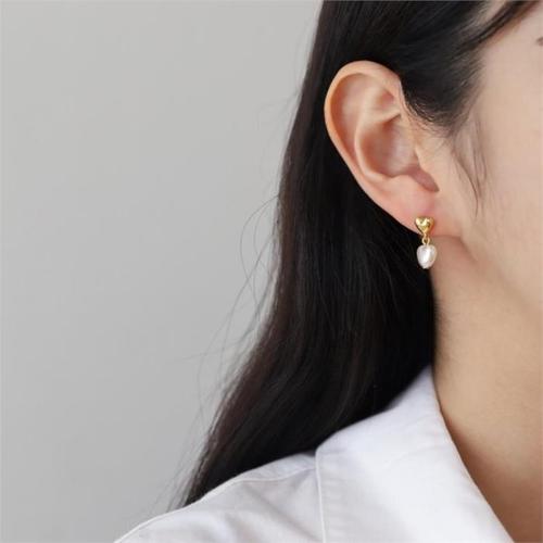 [VY] 여자 하트 이어링 진주 코디 실버침 귀걸이(2)