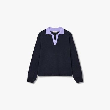 일라일 컬러 블록 브이넥 카라 풀오버-다크 네이비(IA15152130)