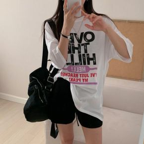 오버 더 힐 레터링 라운드넥 반팔티_P397673609