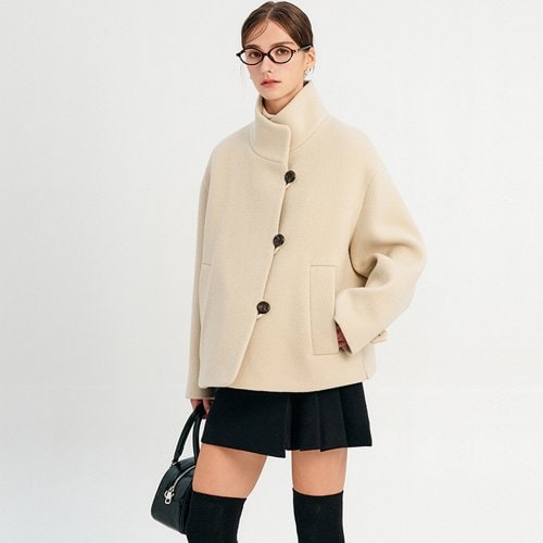 니브 울 하프 하이 넥 코트_베이지 / NIVE WOOL HALF HIGH NECK COAT_BEIGE