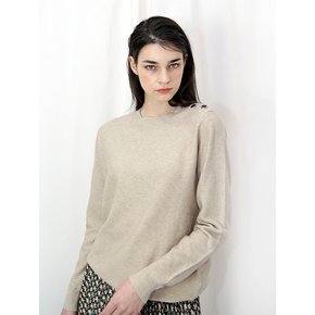 버튼 울레이온 베이지 니트_Button Wool Rayon BE KT