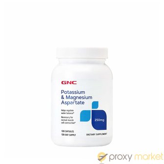 GNC [해외직구] GNC 지엔씨 포타슘 마그네슘 아스파르트 250mg 120소프트젤 Potassium & Magnesium Aspartate 250mg 120 Capsules
