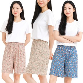 1+1 2종SET 플라워 여름 아이스 플리츠 쿨 냉감 주름 5부 빅사이즈 몸빼 반바지