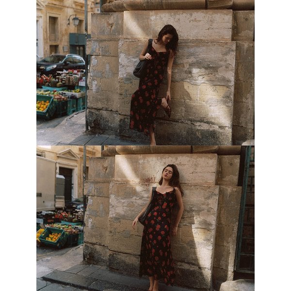 로즈 백리스 롱원피스