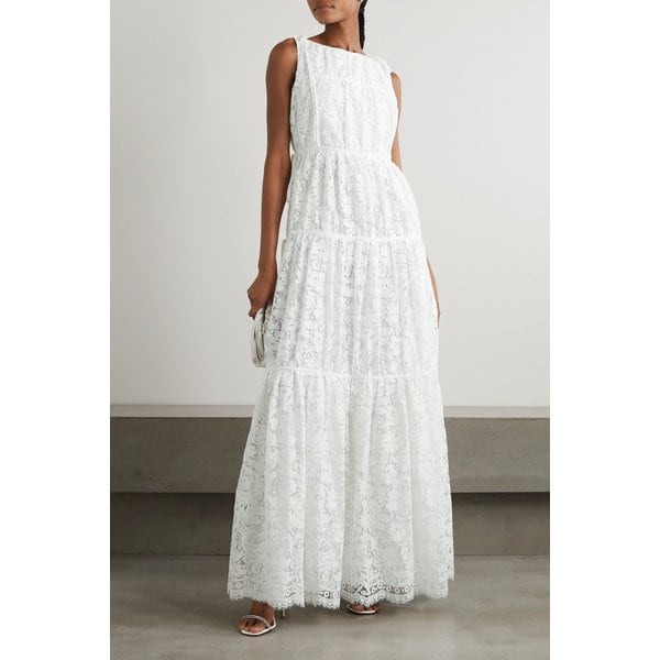 아일라 타이 디테일 티어드 코튼 블렌드 레이스 가운 1647597301285507