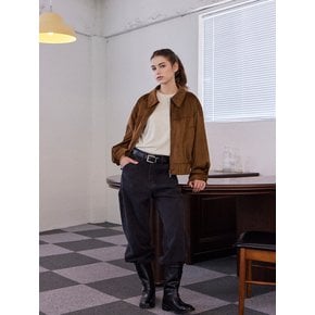 Oversized Vegan Suede Cropped Jacket Brown