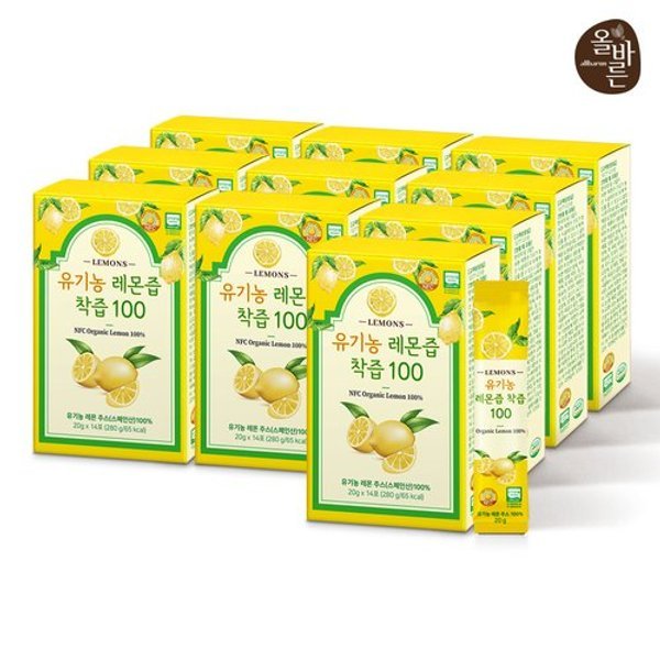 올바른 유기농 레몬즙 착즙 100 14포 10박스 (총 140포) 스페인산