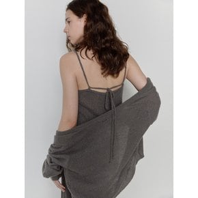 Mohair Sleeveless Cardigan Set - Charcoal