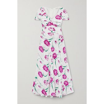 RODARTE 로다테 Floral-print Silk Crepe De Chine Midi Dress 화이트 13452677152863472