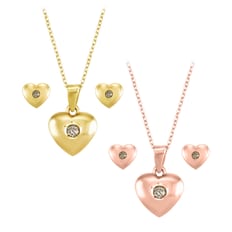 [ニージジュエリー] 14k GOLD天然ダイヤミルキーハート ピアス・イヤリング+ネックレス セット
