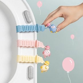 귀염 러블리 캐릭터 변기뚜껑 커버 손잡이 세트