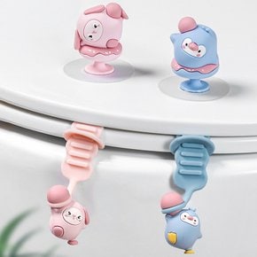 귀염 러블리 캐릭터 변기뚜껑 커버 손잡이 세트