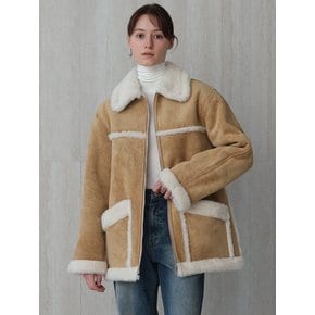 vintage shearling half jacket (beige)