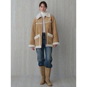 vintage shearling half jacket (beige)