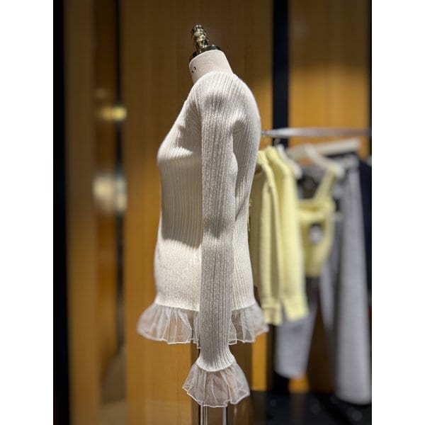 [시흥점] 여성 쉬폰 배색 라운드 니트 폴오버 (ES1JK212)