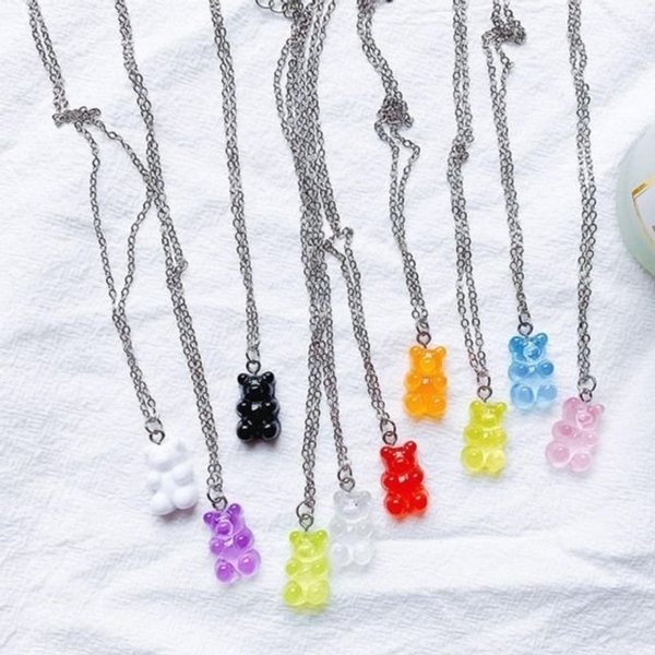 고품질 목걸이 트렌드 올 곰돌이 태연 하리보 젤리 크리스탈 (WFJD50D)