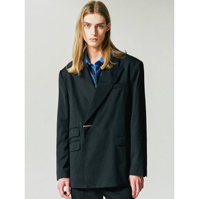 MAXIMAL DOUBLE BREASTED HIDDEN BUTTON BLAZER BLACK