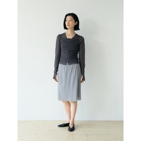 PLEATS MIDI SKIRT [GREY]