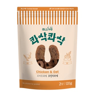 올리브 콰삭콰삭 강아지 간식 치킨&오트 120g