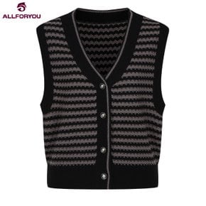 [올포유 여성] Stripe open-type knitwear vest ALSVM7231