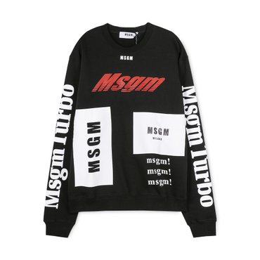 MSGM 남성 멀티 로고 프린팅 블랙 맨투맨 2740MM71 195799 99