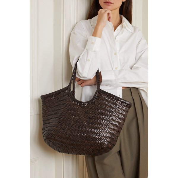 난투켓 라지 우븐 가죽 토트 다크 브라운 1647597302758473