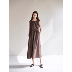 [SUMMER WOOL / BROWN] STITCH SLEEVELESS ONE-PIECE