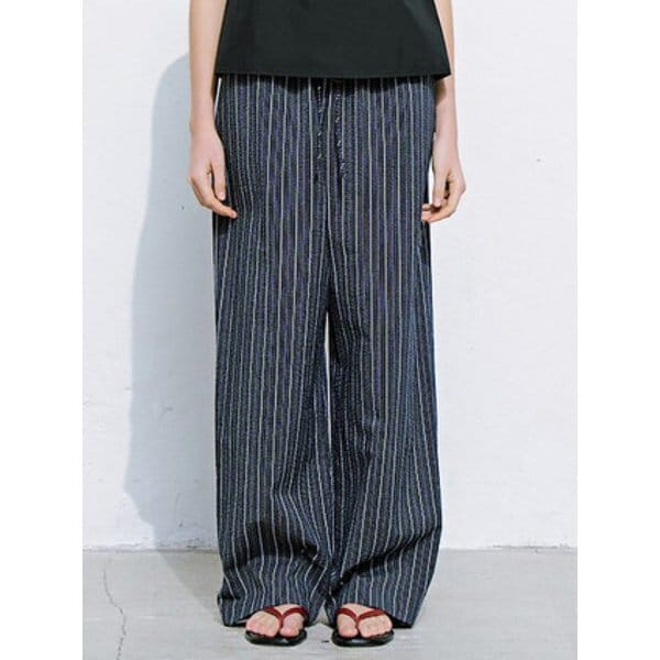 Stripe Drawstring Banding Pants  Navy Stripe (KE6521M04R)