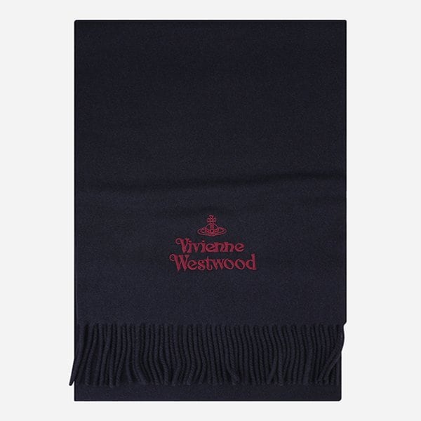 [시흥점] [비비안 웨스트우드]5F 81030007 W00Q7 K410 자수 로고 머플러 네이비