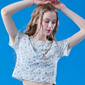 프릴 멜빈 플라워 크롭 마몽티 [화이트블루]