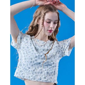 프릴 멜빈 플라워 크롭 마몽티 [화이트블루]