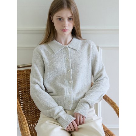 에드워드벌룬 Alpaca Boucle Collar Knit - Light Grey