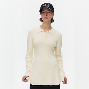 Flared Polo Sweater_IVORY