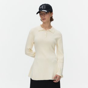 Flared Polo Sweater_IVORY