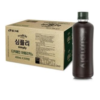  아카페라 심플리 디카페인 아메리카노 400ml x 20펫 커피