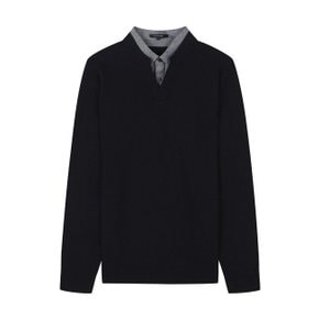 [WASHABLE] 솔리드 셔츠 레이어드 니트 (FIUCA8503)