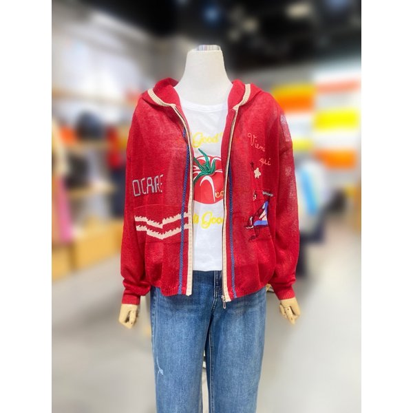 [여주점] 백 스트링 니트 후드 집업 (BAKCA1541)