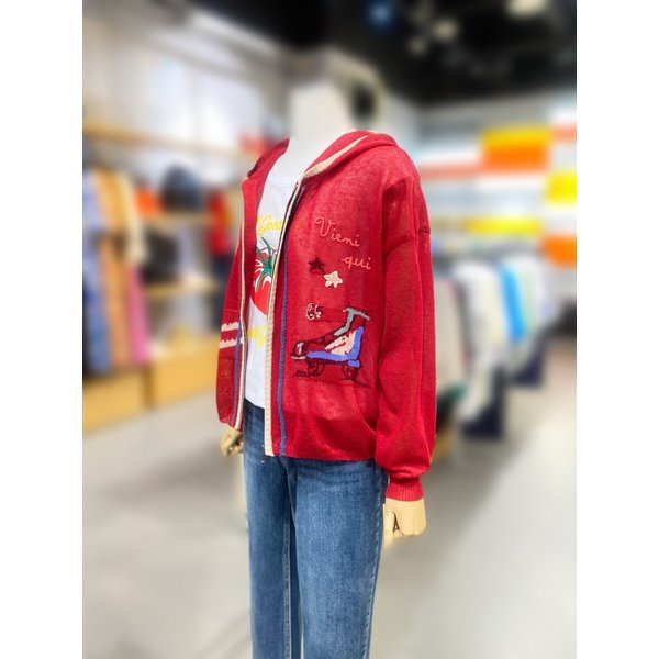 [여주점] 백 스트링 니트 후드 집업 (BAKCA1541)