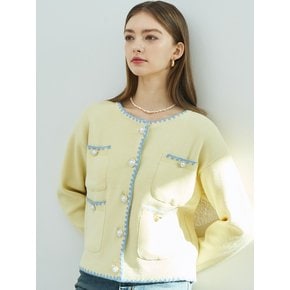 Stitch Tweedy Knit Jacket - Light Yellow