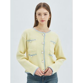 Stitch Tweedy Knit Jacket - Light Yellow