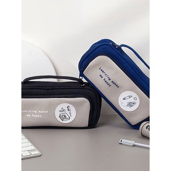 BRISKSTYLE 우주 캐릭터 2단 대용량 손잡이 필통 펜 파우치