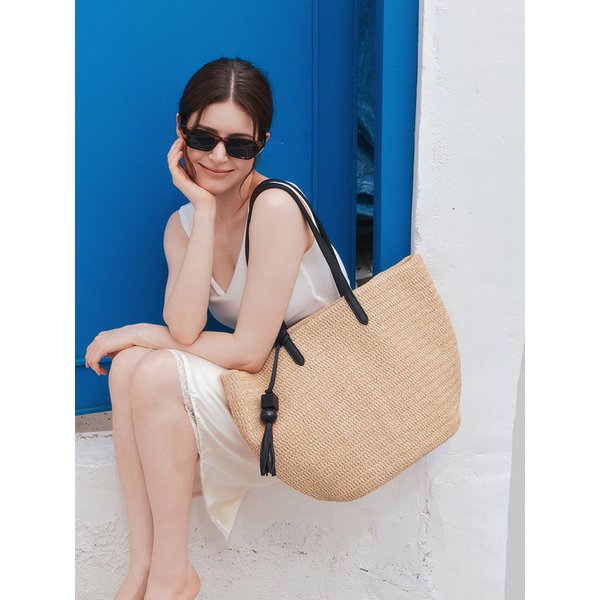 SANTORINI SHOULDER TOTE, BLACK