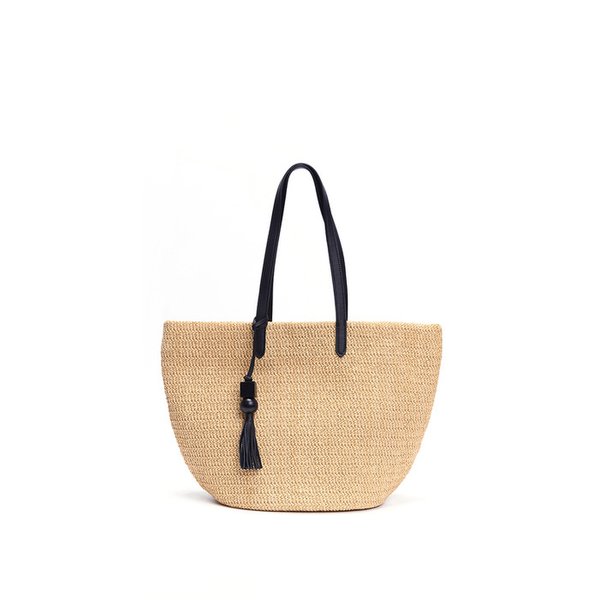 SANTORINI SHOULDER TOTE, BLACK