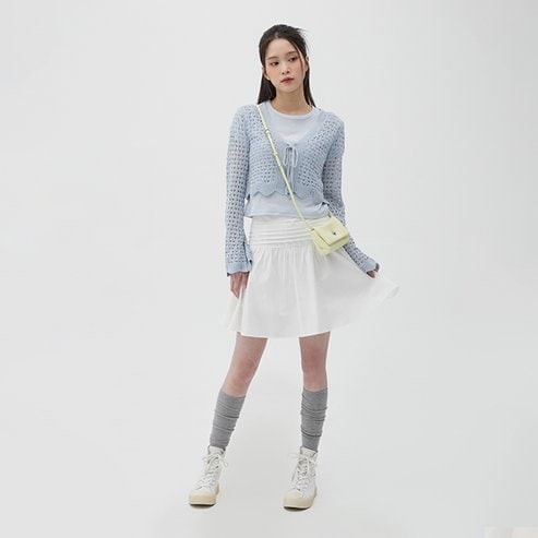 LAP 웨이브 그물 크롭 니트가디건 AQ2KG420