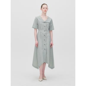 HANDKERCHIEF HEM MIDI DRESS MINT GRAY