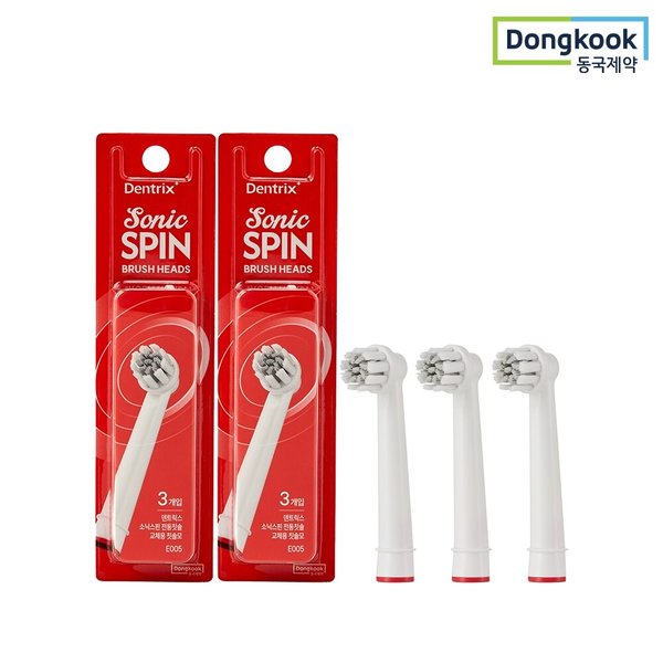 덴트릭스 소닉스핀 전동칫솔 교체용 칫솔모 3P 2개