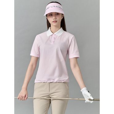 빈폴골프 여성 우븐배색 블루종핏 반팔 티셔츠 - 핑크(BJ5342A14X)
