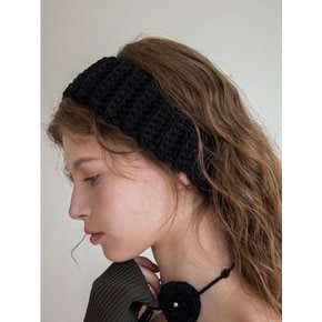 Wool blend knit ear warmer and hairband (Black)