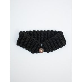 Wool blend knit ear warmer and hairband (Black)